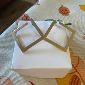 gold oversized square earrings